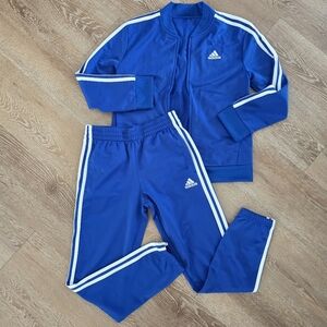 Adidas Kids Blue Tracksuit with White Stripes